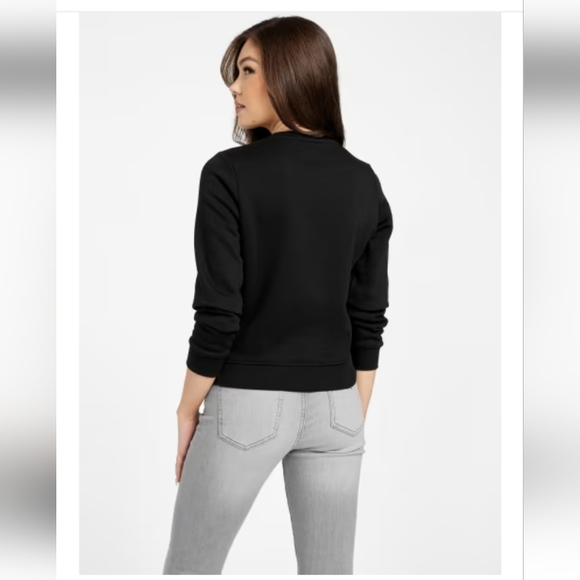 Guess Ashlynn Crewneck Sweatshirt Black NWT - Picture 4 of 5